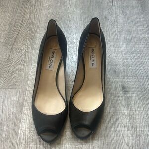 Jimmy Choo Classic Black Peep Toe Heels